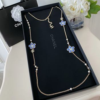 Okify CC Blue Flower Long Necklace
