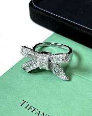 Okify Tiffany Silver Bow Ring With Diamond - 4