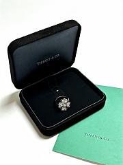 Okify Tiffany Silver Four-leaf Clover Ring With Diamond - 3