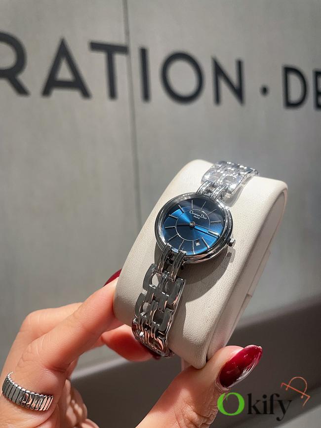 Okify Dior Silver Watch With Blue Dial  - 1