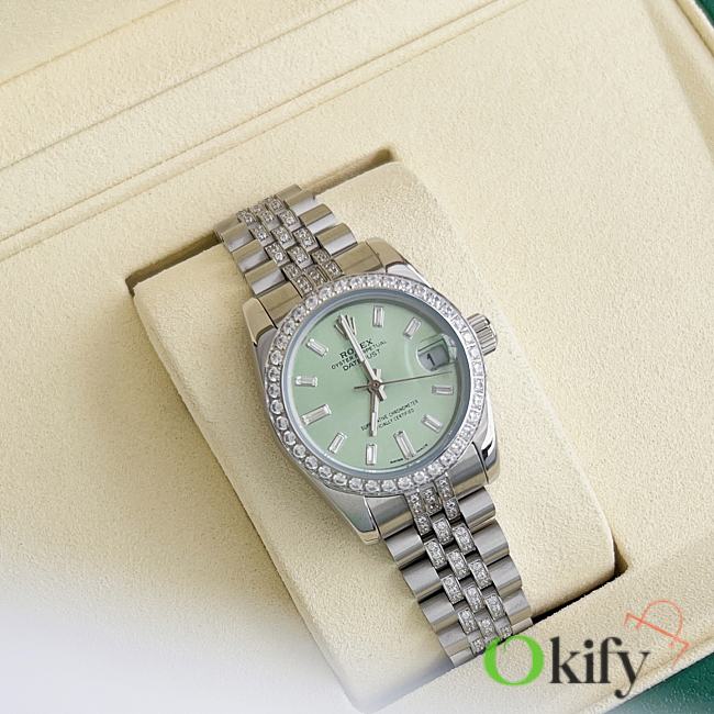 Okify Rolex Datejust 31mm Silver Watch Green Dial With Diamond 27973 - 1