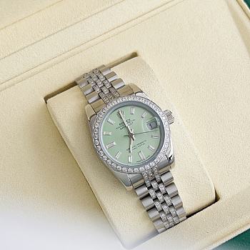 Okify Rolex Datejust 31mm Silver Watch Green Dial With Diamond 27973