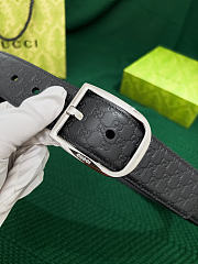 Okify Gucci Black Belt Silver Hardware 4cm  - 3