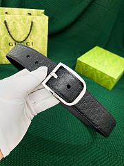 Okify Gucci Black Belt Silver Hardware 4cm  - 2
