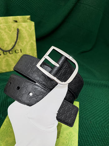 Okify Gucci Black Belt Silver Hardware 4cm 