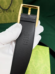 Okify Gucci Black Belt Gold Hardware 4cm  - 5