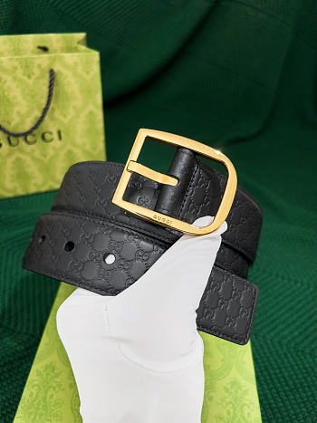 Okify Gucci Black Belt Gold Hardware 4cm 