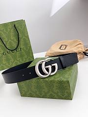 Okify Gucci GG Black Belt Silver Hardware 4cm  - 6
