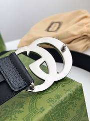 Okify Gucci GG Black Belt Silver Hardware 4cm  - 2