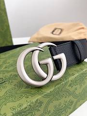 Okify Gucci GG Black Belt Silver Hardware 4cm  - 5