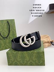 Okify Gucci GG Black Belt Silver Hardware 4cm  - 1