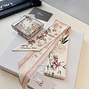 Okify Dior Mitzah Pink Silk Twilly Scarf - 2