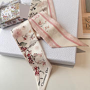 Okify Dior Mitzah Pink Silk Twilly Scarf - 3