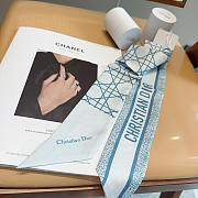 Okify Dior Blue Silk Twilly Scarf 105x6cm - 1