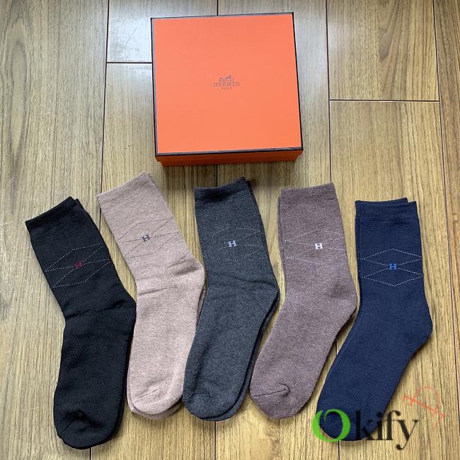 Okify Hermes Set Of 5 Mid Calf Socks - 1