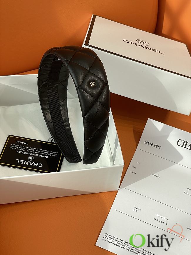 Okify CC Black Wide Headband Silver Hardware - 1