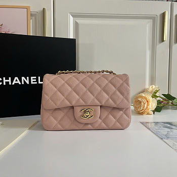 Okify CC Classic Flap Bag Pink Caviar Gold Hardware 20cm