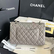 Okify CC Classic Flap Bag Gray Caviar Silver Hardware 25cm - 4