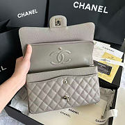 Okify CC Classic Flap Bag Gray Caviar Silver Hardware 25cm - 3