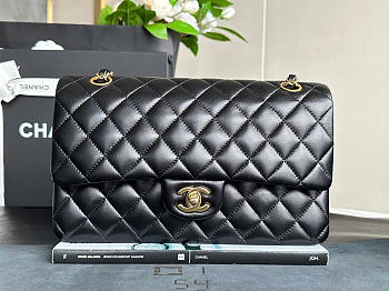 Okify CC Flap Bag Black Lambskin Gold Hardware 25.5cm
