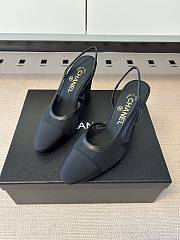 Okify CC Black Mesh Slingback Pumps With Block Heel 9cm - 4