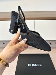 Okify CC Black Mesh Slingback Pumps With Block Heel 9cm - 1