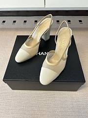 Okify CC Nude Mesh Slingback Pumps With Block Heel 9cm - 6