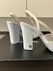 Okify CC White Mesh Slingback Pumps With Block Heel 9cm - 5