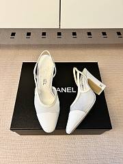 Okify CC White Mesh Slingback Pumps With Block Heel 9cm - 4