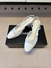 Okify CC White Mesh Slingback Pumps With Block Heel 5.5cm - 2