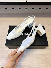 Okify CC White Mesh Slingback Pumps With Block Heel 5.5cm - 5