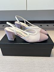 Okify CC Pink Mesh Slingback Pumps With Block Heel 5.5cm - 3