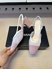 Okify CC Pink Mesh Slingback Pumps With Block Heel 5.5cm - 4