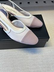 Okify CC Pink Mesh Slingback Pumps With Block Heel 5.5cm - 5