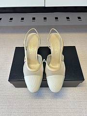 Okify CC Nude Mesh Slingback Pumps With Block Heel 5.5cm - 6