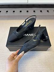 Okify CC Black Mesh Slingback Pumps With Block Heel 5.5cm - 5