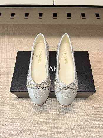 Okify CC Gray Tweed Ballet Shoes