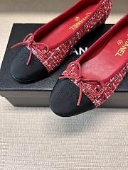 Okify CC Red Tweed Ballet Shoes - 6