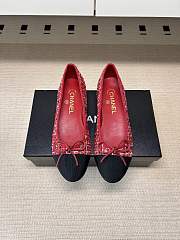 Okify CC Red Tweed Ballet Shoes - 1
