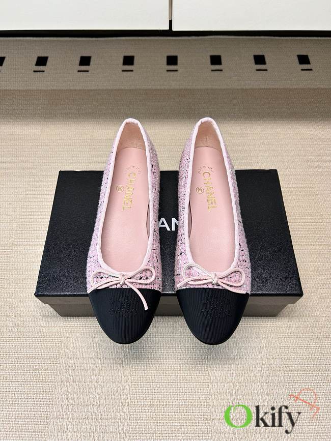 Okify CC Pink Tweed Ballet Shoes - 1