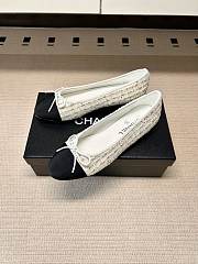 Okify CC White Tweed Ballet Shoes - 3