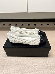 Okify CC White Tweed Ballet Shoes - 5