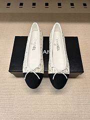 Okify CC White Tweed Ballet Shoes - 1