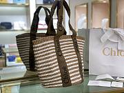 Okify Chloe Woody Large Basket Bag Brown Stripe 48x28x28cm - 4