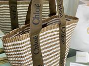 Okify Chloe Woody Large Basket Bag Brown Stripe 48x28x28cm - 3