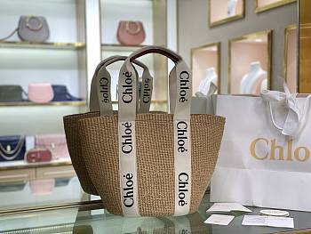 Okify Chloe Woody Large Basket Bag White 48x28x28cm