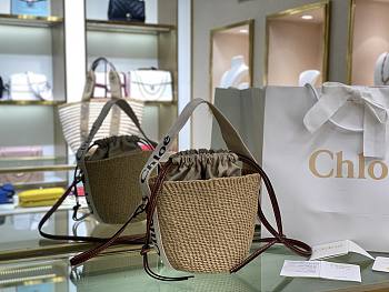 Okify Chloe Woody Small Basket Bag White 17x16x16cm
