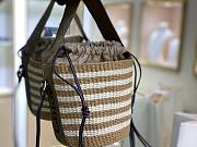 Okify Chloe Woody Small Basket Bag Brown Stripe 17x16x16cm - 6