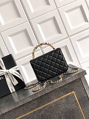 Okify CC 26C Pearl Handle Chain Bag Black Lambskin 15x10.5x5.5cm - 4