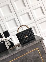Okify CC 26C Pearl Handle Chain Bag Black Lambskin 15x10.5x5.5cm - 1